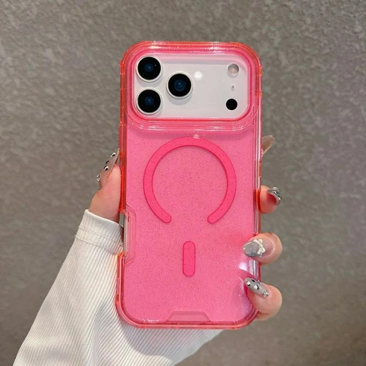 For iPhone 17 Pro Detachable 3 in 1 Glitter Magnetic Phone Case(Pink)