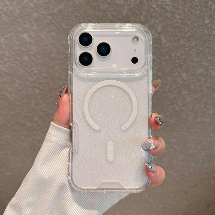For iPhone 17 Pro Detachable 3 in 1 Glitter Magnetic Phone Case(Transparent)