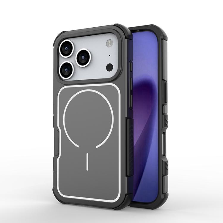 For iPhone 17 Pro Detachable Back Panel Aluminum Alloy Frame Shockproof Magnetic Phone Case(Black)