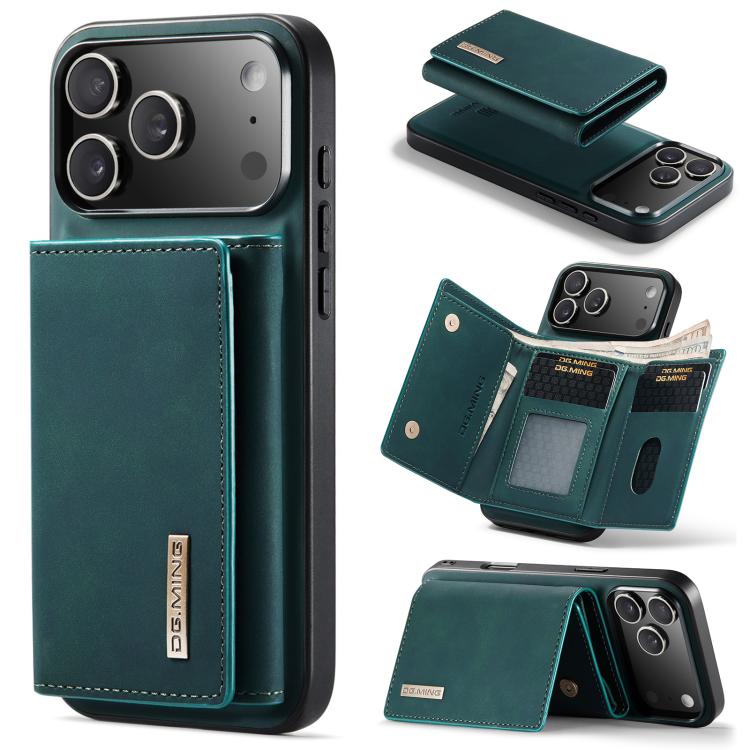 For iPhone 17 Pro DG.MING M1 Series 3-Fold Multi Card Wallet Leather Phone Case(Green)