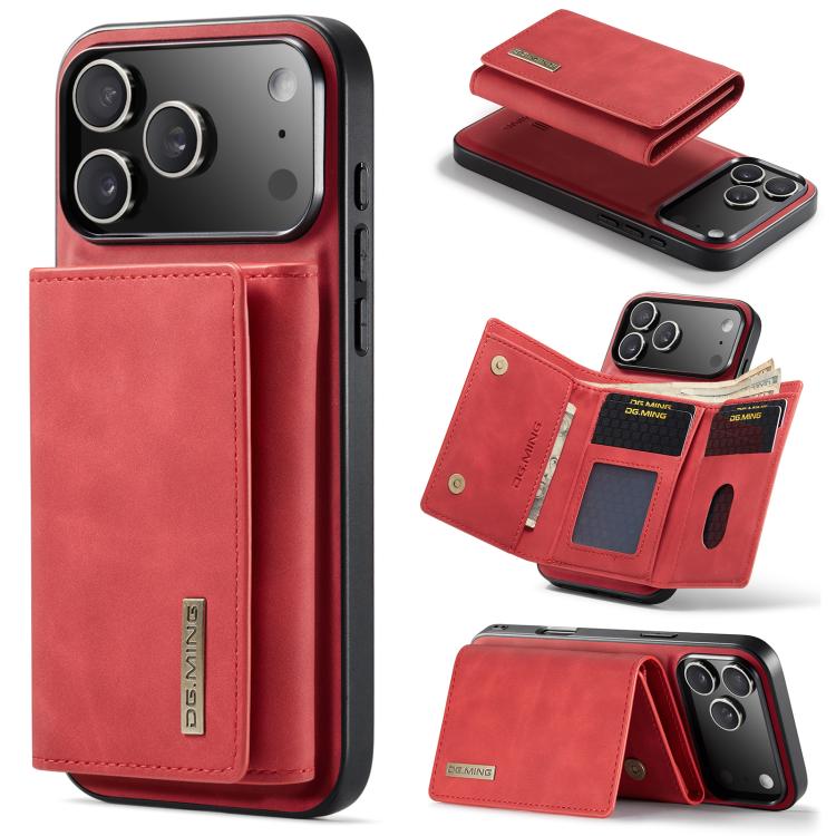 For iPhone 17 Pro DG.MING M1 Series 3-Fold Multi Card Wallet Leather Phone Case(Red)