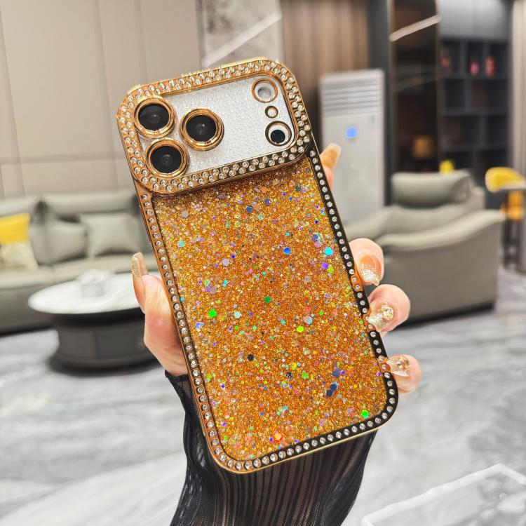 For iPhone 17 Pro Diamond Glitter Sequins TPU Phone Case(Gold)