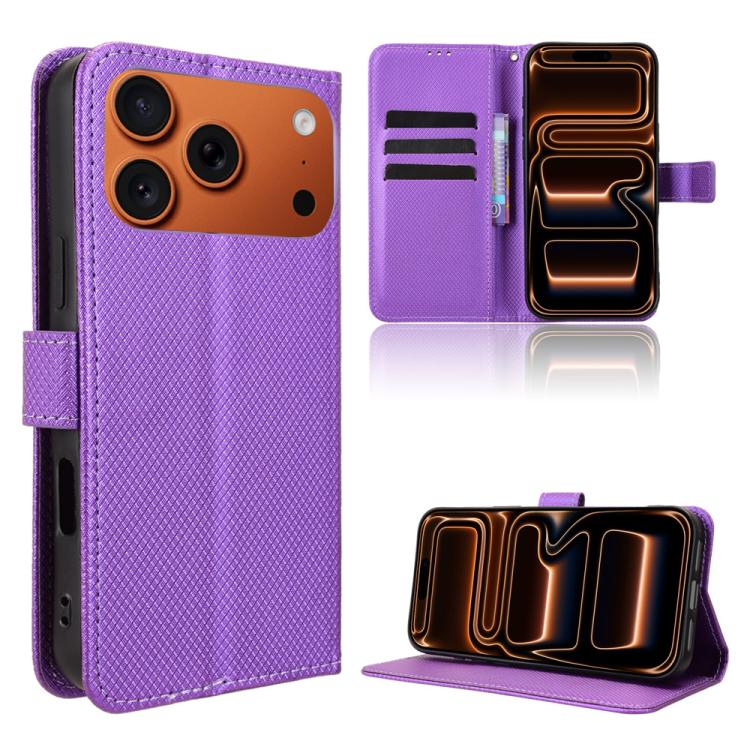 For iPhone 17 Pro Diamond Texture Leather Phone Case(Purple)
