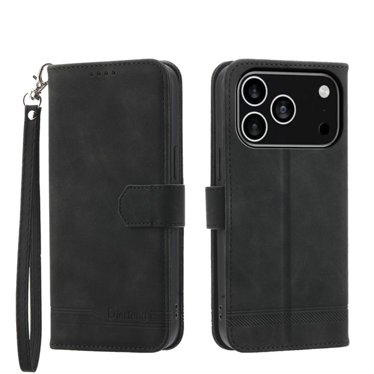 For iPhone 17 Pro Dierfeng Dream Line TPU Hybrid PU Leather Phone Case(Black)