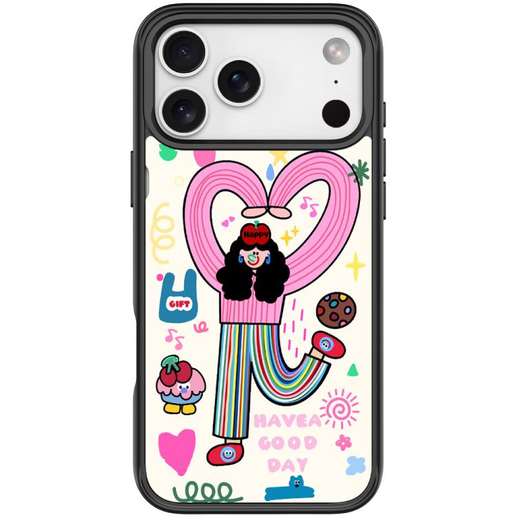 For iPhone 17 Pro Dopamine Girl Pattern Magnetic Phone Case(Black)