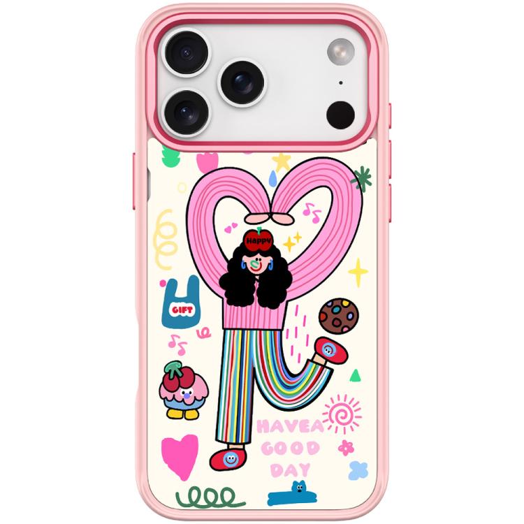 For iPhone 17 Pro Dopamine Girl Pattern Magnetic Phone Case(Pink)