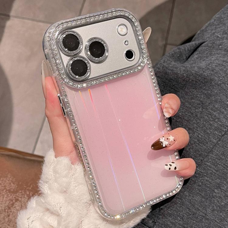 For iPhone 17 Pro Double-sided Diamond Aurora Glitter TPU IMD PC Phone Case(Pink)