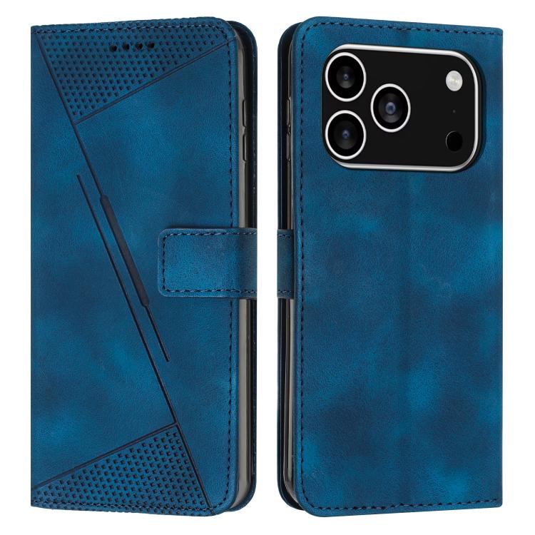For iPhone 17 Pro Dream Triangle Leather Phone Case with Lanyard(Blue)