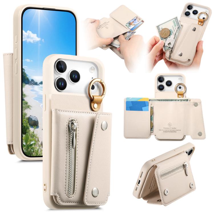 For iPhone 17 Pro Dream Wallet D Buckle Leather Back Cover Phone Case(Beige)