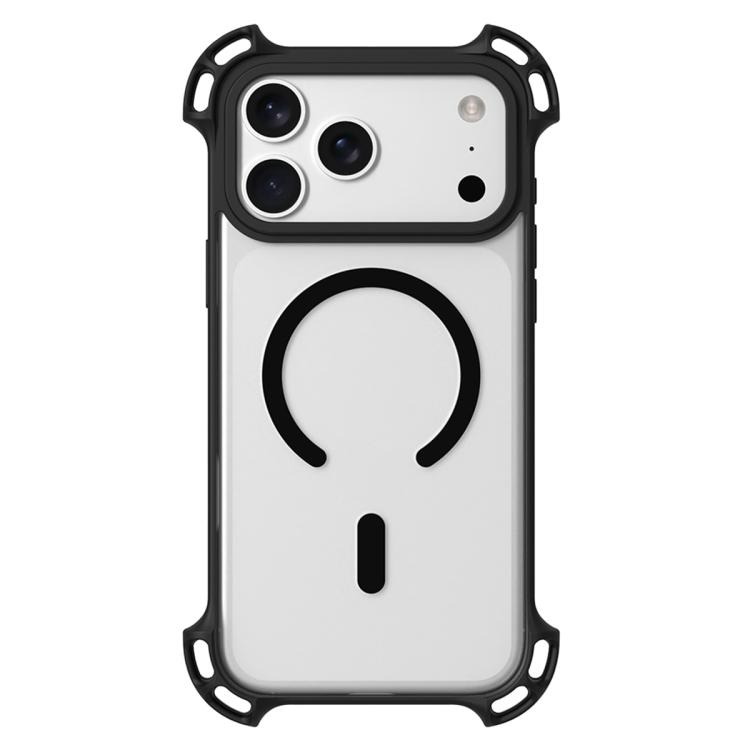 For iPhone 17 Pro Drone-Style Four-Corner Shockproof Acrylic MagSafe Phone Case(Black)