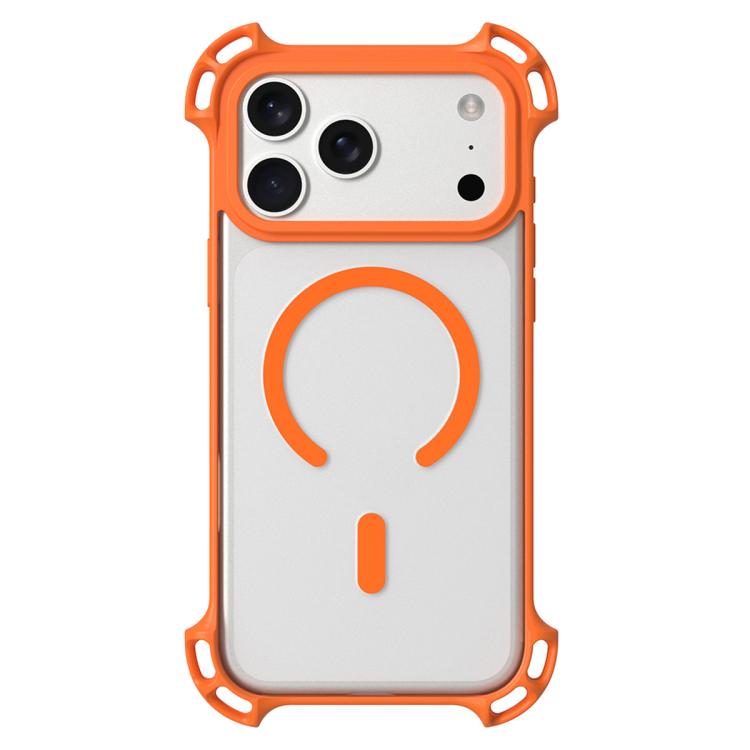 For iPhone 17 Pro Drone-Style Four-Corner Shockproof Acrylic MagSafe Phone Case(Orange)