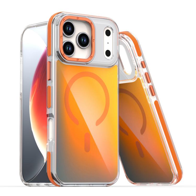 For iPhone 17 Pro Dual-Color Gradient Discolor MagSafe Phone Case(Orange)