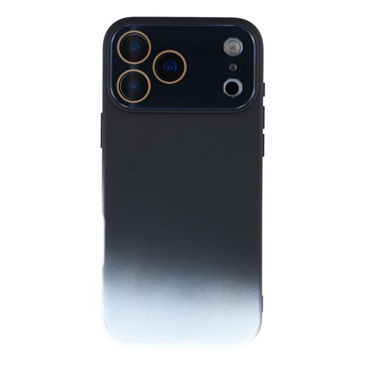For iPhone 17 Pro Dual-Color Gradient TPU + Fiber Lining Phone Case with Lens Protector(Black Gradient)