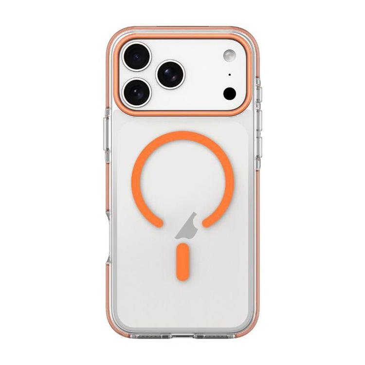 For iPhone 17 Pro Dual-Color PC Hybrid TPU Magnetic Phone Case(Orange)