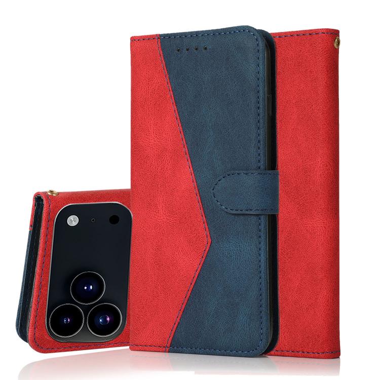 For iPhone 17 Pro Dual-color Stitching Leather Phone Case(Red Blue)