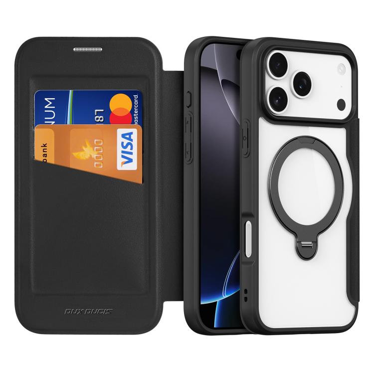 For iPhone 17 Pro DUX DUCIS Skin X Pro Series MagSafe Ring Holder Leather Phone Case(Black)