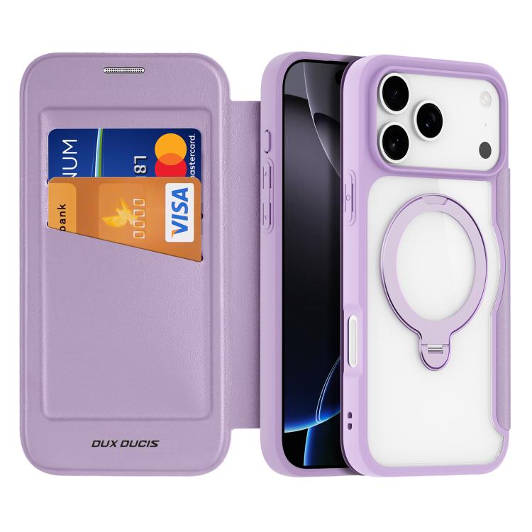 For iPhone 17 Pro DUX DUCIS Skin X Pro Series MagSafe Ring Holder Leather Phone Case(Purple)
