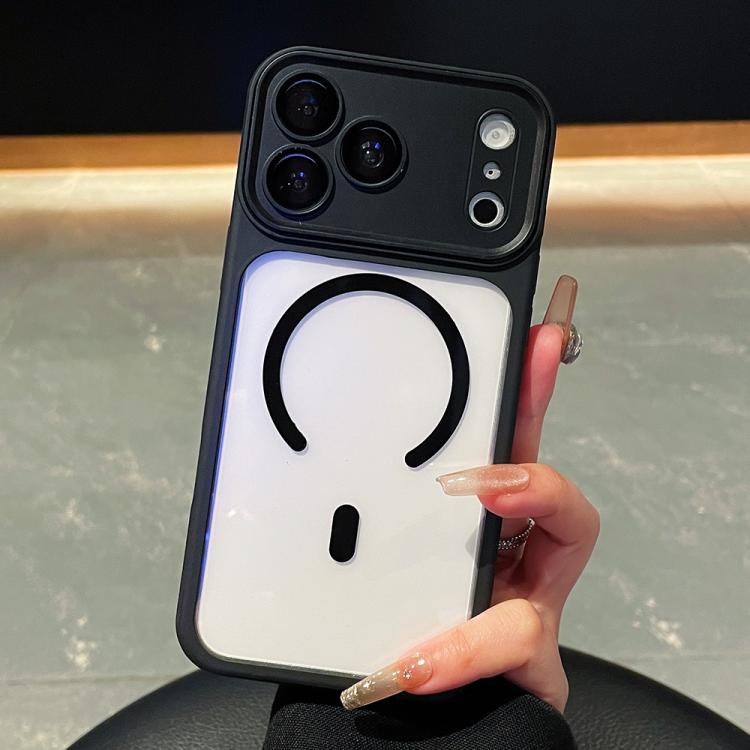 For iPhone 17 Pro Electroplated Camera Full Coverage Magnetic Transparent Phone Case(Black)