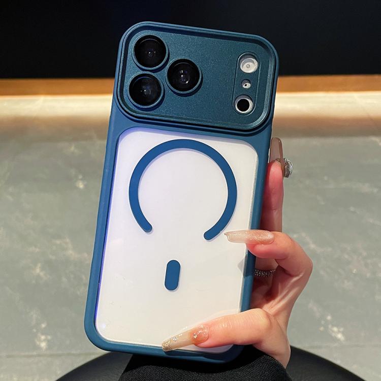 For iPhone 17 Pro Electroplated Camera Full Coverage Magnetic Transparent Phone Case(Royal Blue)