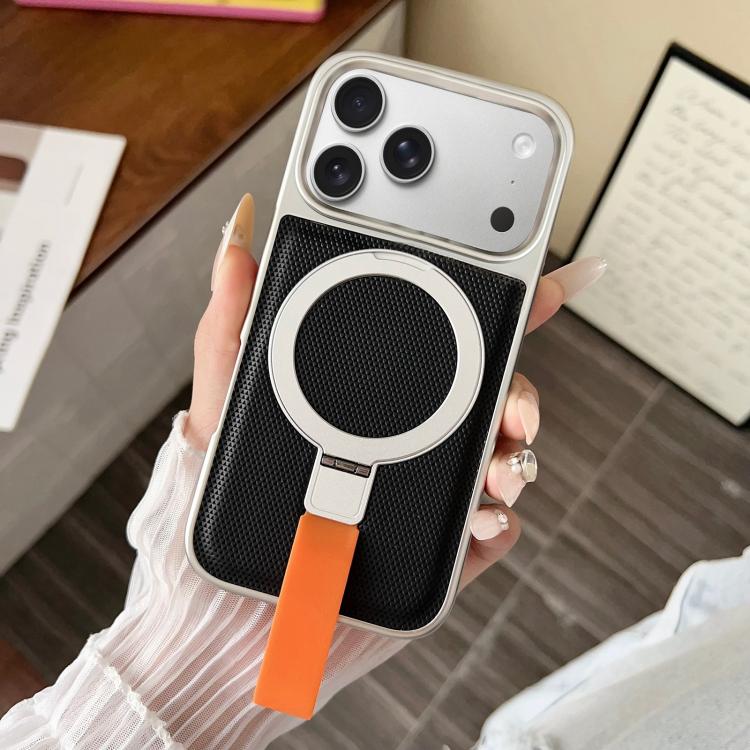 For iPhone 17 Pro Electroplated Diamond Texture Ring Magnetic Holder Phone Case(Black)