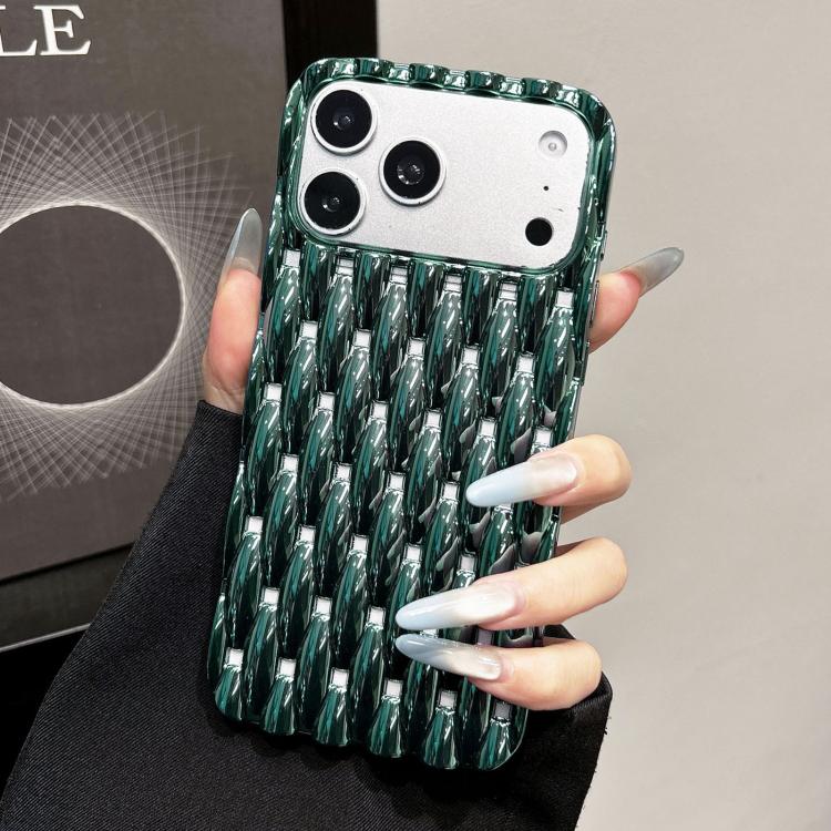 For iPhone 17 Pro Electroplated Twisted Texture Hollow Heat Dissipation TPU Phone Case(Green)