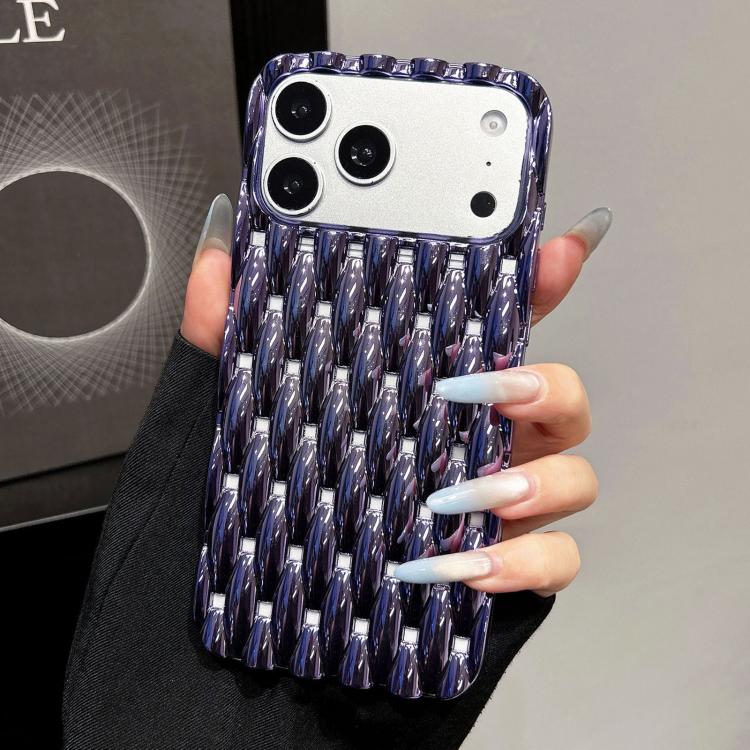 For iPhone 17 Pro Electroplated Twisted Texture Hollow Heat Dissipation TPU Phone Case(Purple)