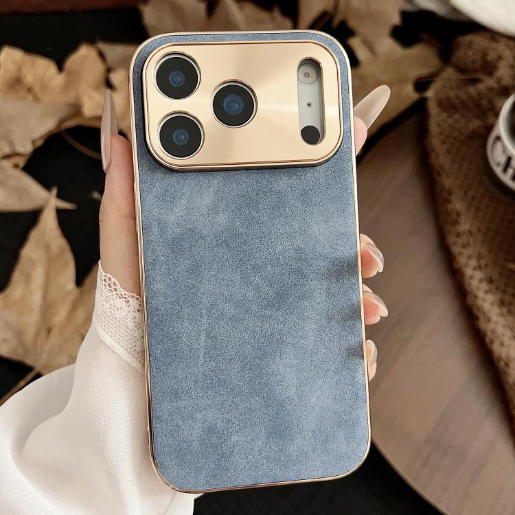 For iPhone 17 Pro Electroplating Lambskin Leather Phone Case(Blue)
