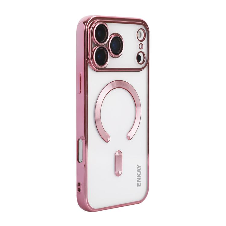 For iPhone 17 Pro ENKAY Hat-Prince Magsafe Electroplated TPU Clear Shockproof Phone Case(Pink)