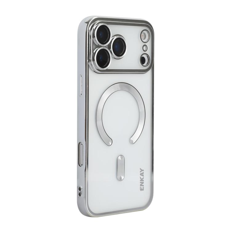 For iPhone 17 Pro ENKAY Hat-Prince Magsafe Electroplated TPU Clear Shockproof Phone Case(Silver)