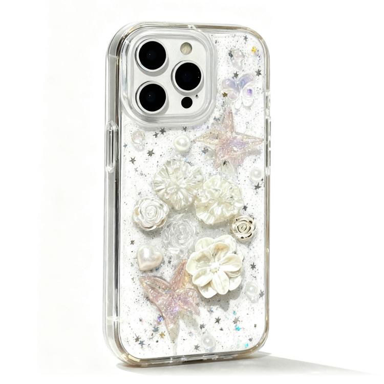 For iPhone 17 Pro Epoxy Ruffled Petals Acrylic Phone Case(Transparent)