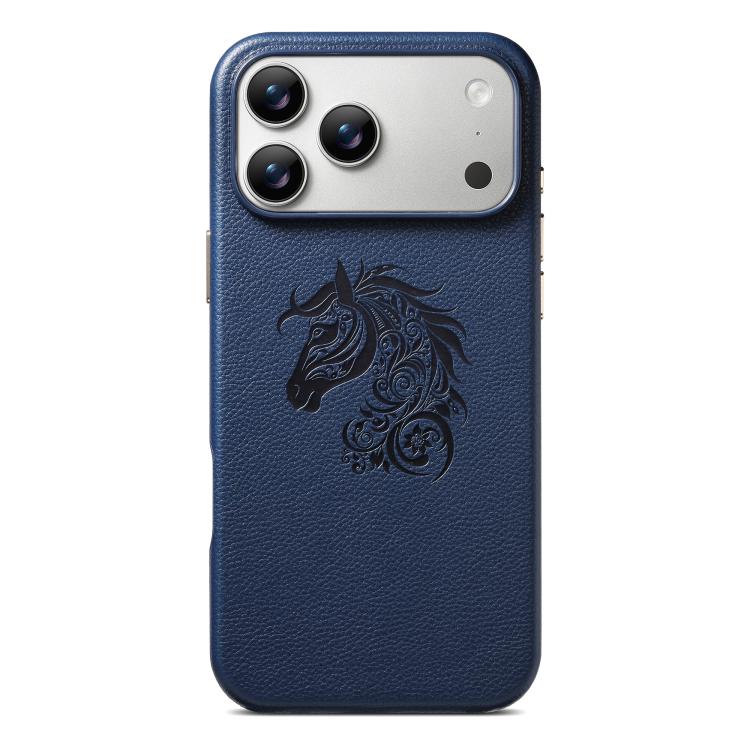 For iPhone 17 Pro ESEBLE B1 Five Flowered Horse Phone Case(Navy Blue)