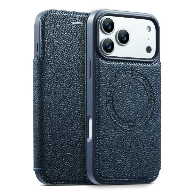 For iPhone 17 Pro ESEBLE Ultra-thin Card Slot Magnetic Vegan Leather Phone Case(Blue)