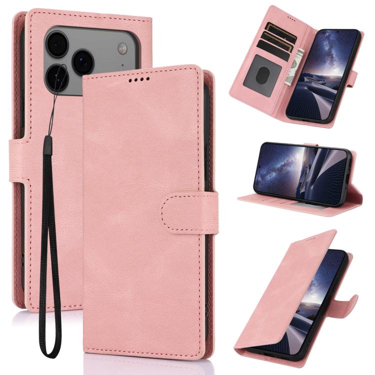 For iPhone 17 Pro Fantasy Skin-feel Calfskin Texture Leather Phone Case(Pink)