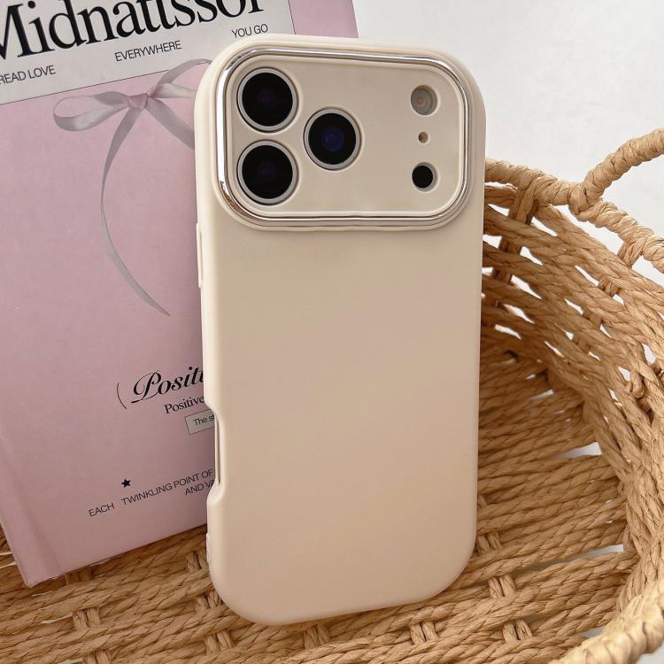 For iPhone 17 Pro Fat Dun Solid Color Metal Photo Frame TPU Phone Case(Khaki)