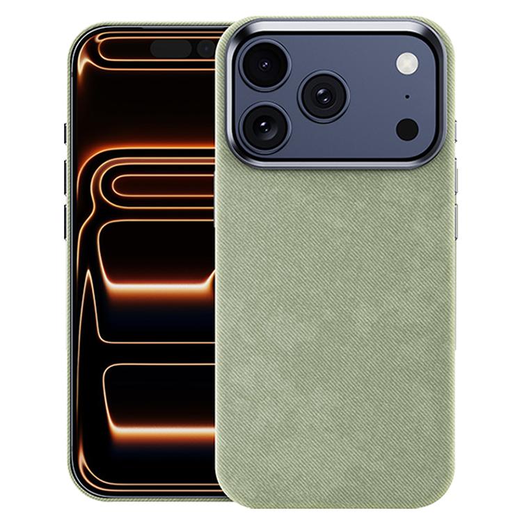 For iPhone 17 Pro Flannel Textured Magnetic Full Coverage Phone Case(Light Green)