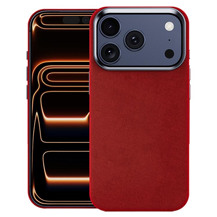 For iPhone 17 Pro Flannel Textured Magnetic Full Coverage Phone Case(Red)