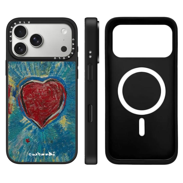 For iPhone 17 Pro Floating Man Series Pattern Mirror Magnetic Phone Case(Heart)