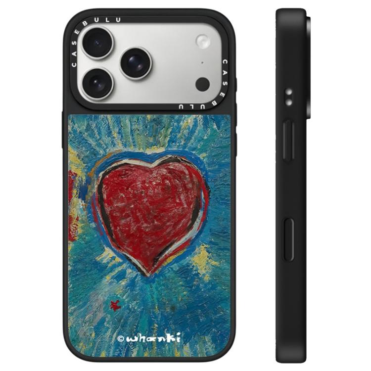 For iPhone 17 Pro Floating Man Series Pattern Mirror Phone Case(Heart)