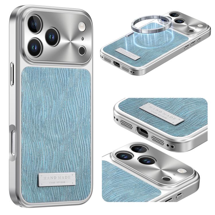For iPhone 17 Pro Flowing Water Ripple Magnetic Shockproof Phone Case(Blue)