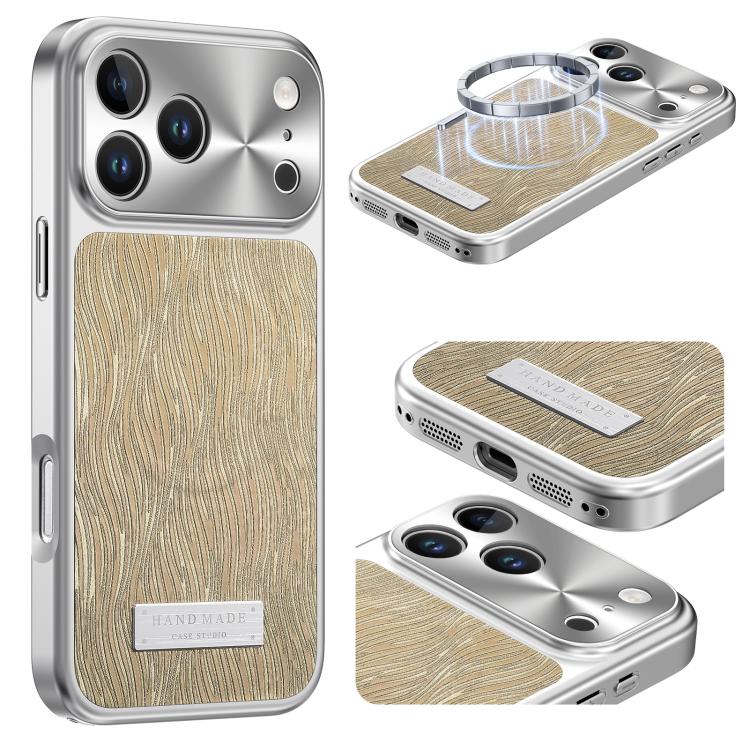 For iPhone 17 Pro Flowing Water Ripple Magnetic Shockproof Phone Case(Yellow)