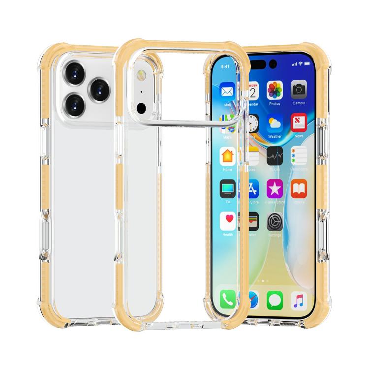 For iPhone 17 Pro Four-corner Shockproof TPU Hybrid Acrylic Phone Case(Gold)