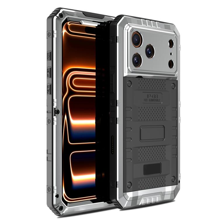For iPhone 17 Pro Four-proof Metal Hybrid Silicone Phone Case(Silver)