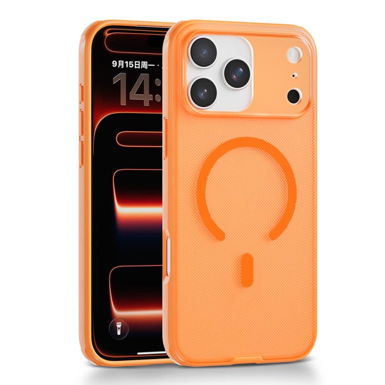 For iPhone 17 Pro Frosted Dot Texture Magnetic Phone Case(Orange)