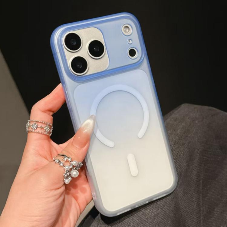 For iPhone 17 Pro Frosted Gradient TPU Magnetic Phone Case(Blue)