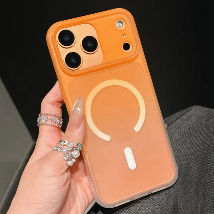 For iPhone 17 Pro Frosted Gradient TPU Magnetic Phone Case(Orange)