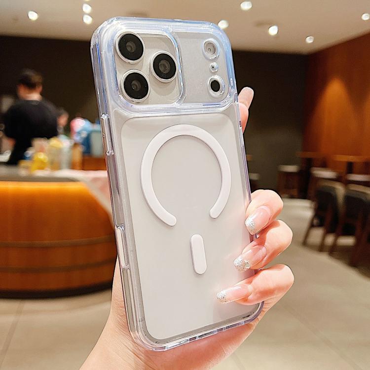 For iPhone 17 Pro Frosted PC Hybrid TPU Magnetic Phone Case with AI Sensing Key(White)