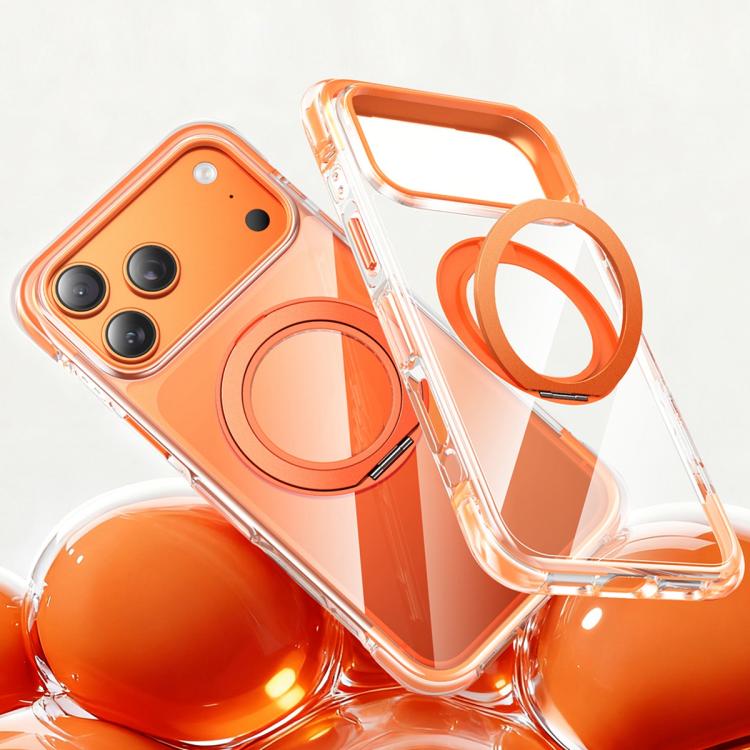 For iPhone 17 Pro GEBEI Vacuum Airbag TPU + Acrylic 360 Rotating Bracket Magnetic Shockproof Phone Case(Orange)