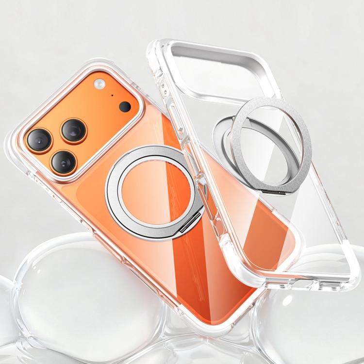 For iPhone 17 Pro GEBEI Vacuum Airbag TPU + Acrylic 360 Rotating Bracket Magnetic Shockproof Phone Case(White)