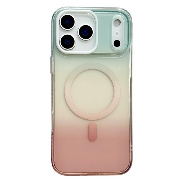 For iPhone 17 Pro Geometric Gradient Magnetic Phone Case(Blue Red)
