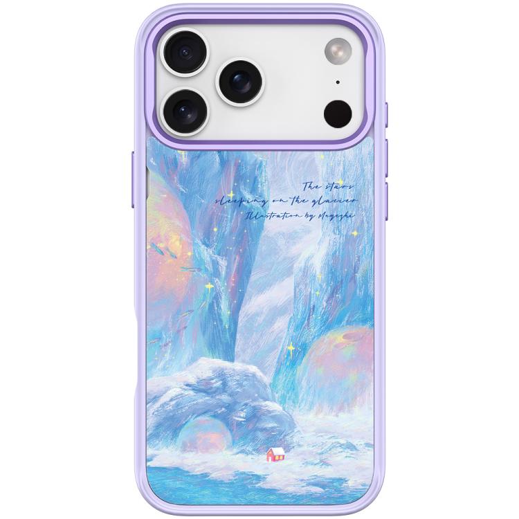 For iPhone 17 Pro Glacier Red House Pattern Magnetic Phone Case(Light Purple)